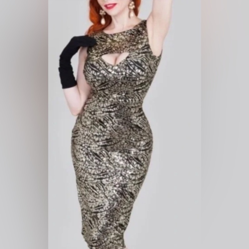 Elegant Black and Gold Women's Dress